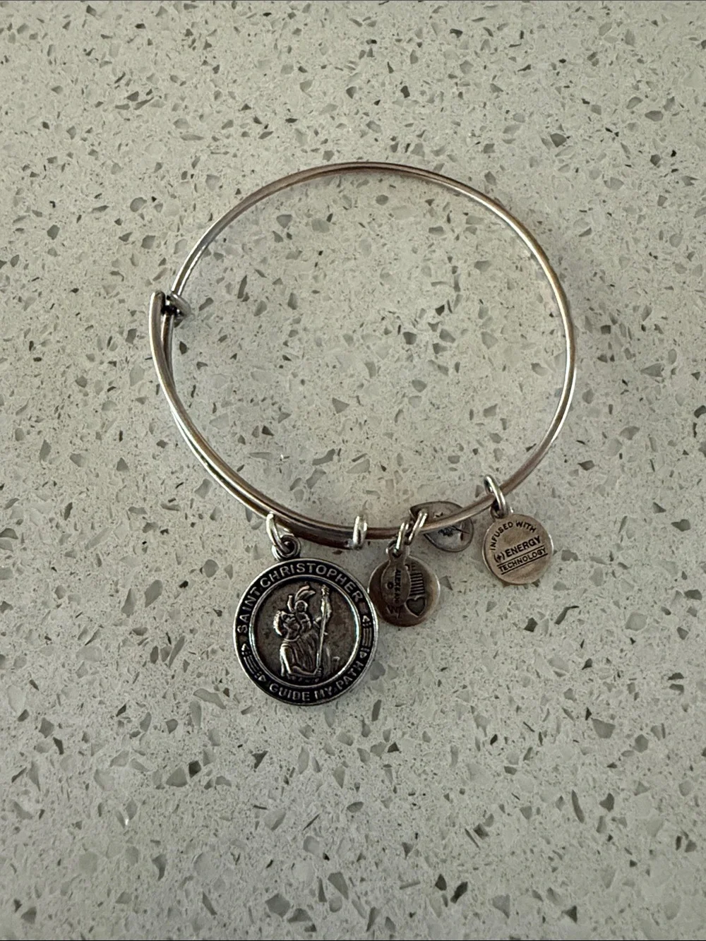Alex and Ani Silver Saint Christopher Charm Bangle